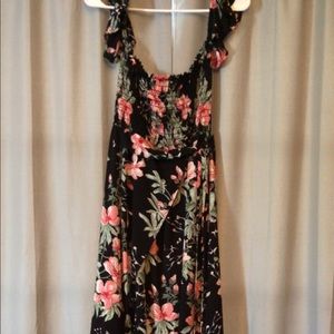 Black floral dress with slit